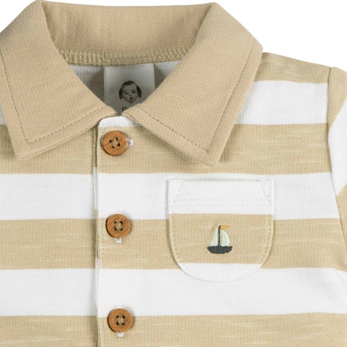 Baby Boys Sailboat Stripe Collared Romper