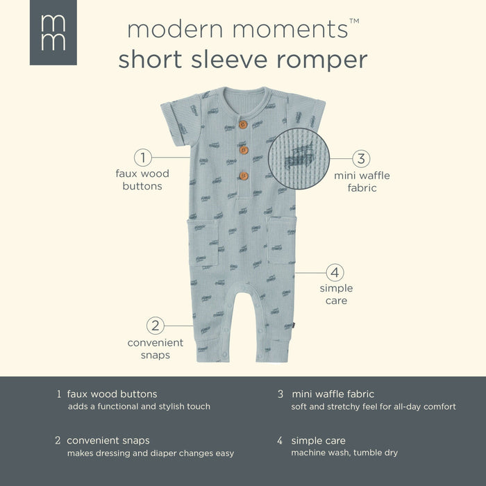 Baby Boys Medium Teal Buggy Short Sleeve Long Leg Romper rompers Modern Moments™ by Gerber®