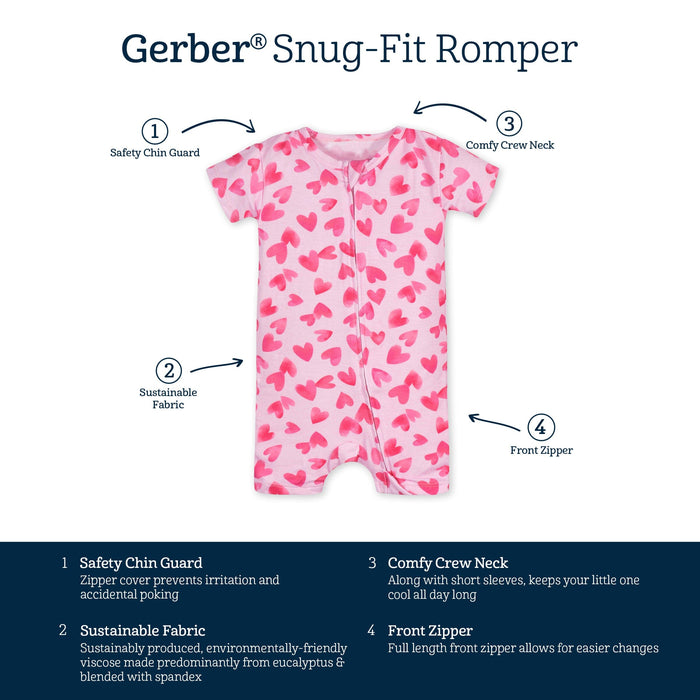 Baby Girls Heartfelt Buttery-Soft Viscose Made from Eucalyptus Snug Fit Romper
