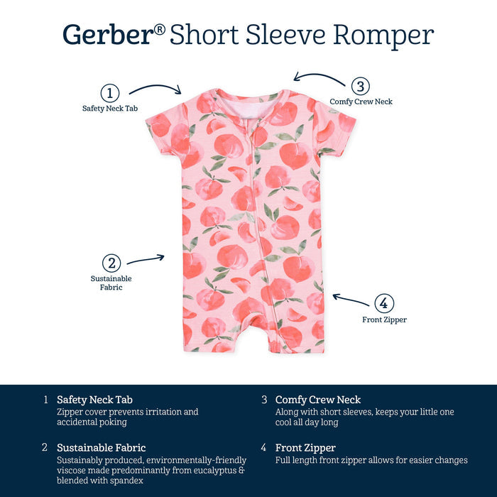 Baby Girls Just Peachy Buttery-Soft Viscose Made from Eucalyptus Snug Fit Romper