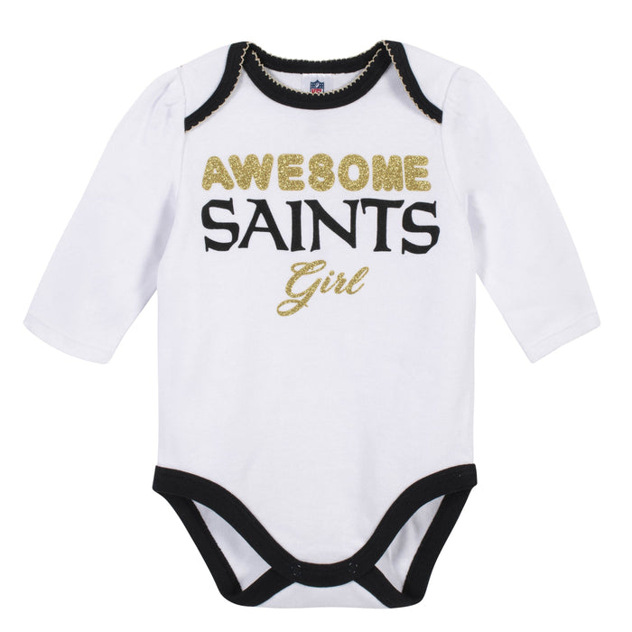 Baby Girls New Orleans Saints 3-Piece Bodysuit, Pant, and Cap Set-Gerber Childrenswear