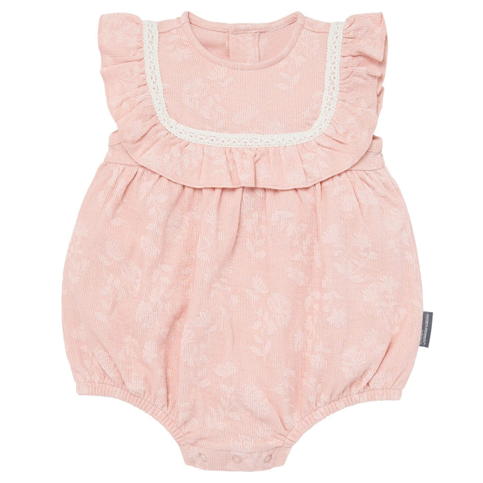 Baby Girls Rose 2-Tone Floral Ruffle Bubble Romper