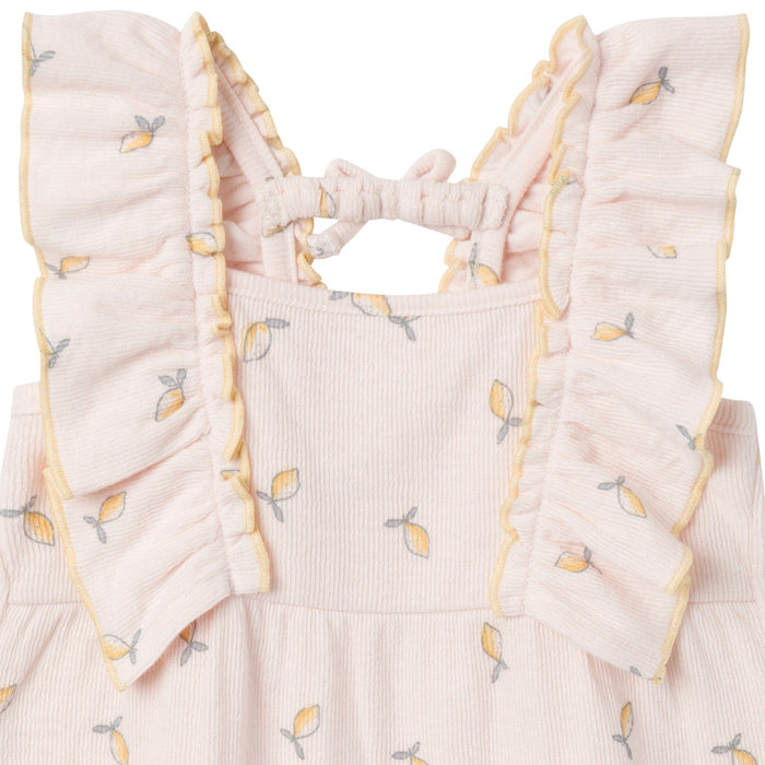 Baby Girls Rose Lemons Ruffles Long Leg Romper