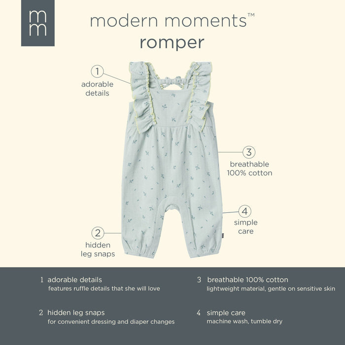 Baby Girls Sky Leaves Ruffles Long Leg Romper rompers Modern Moments™ by Gerber®