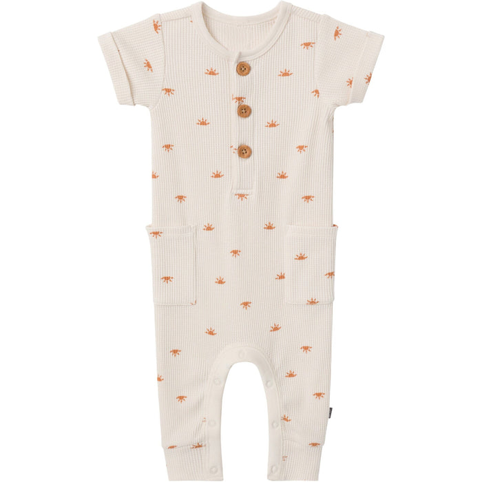 Baby Neutral Beige Suns Short Sleeve Long Leg Romper