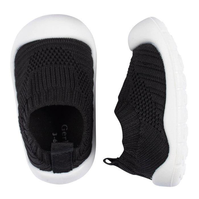 Baby Boys Black Stretchy Knit Slip-On Sneaker
