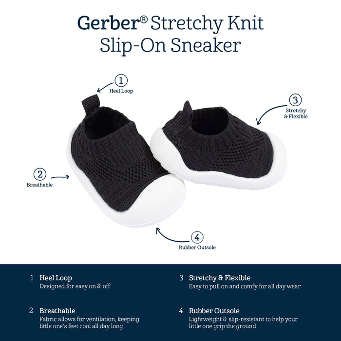 Baby Boys Black Stretchy Knit Slip-On Sneaker