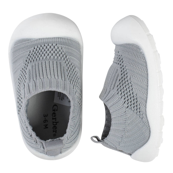 Baby Neutral Gray Stretchy Knit Slip-On Sneaker-Gerber Childrenswear