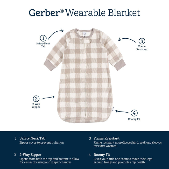 Baby Boys Grey Plaid Wearable Blanket