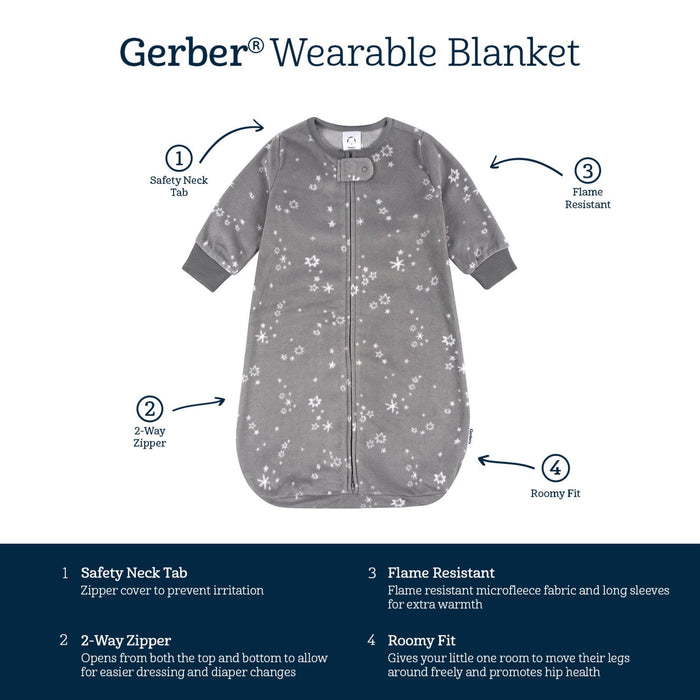Baby Boys Grey Stars Wearable Blanket