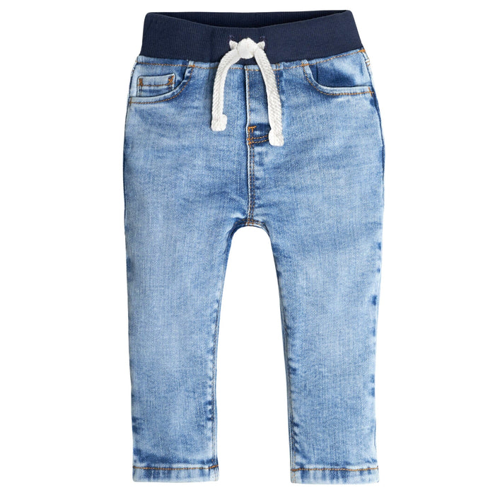 Baby Neutral Light Blue Rib Waist Skinny Jeans