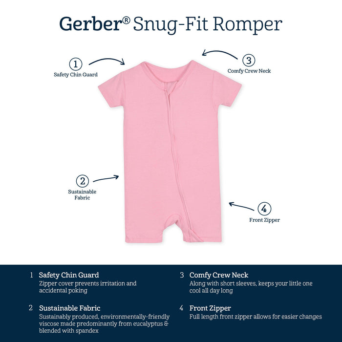 Baby Pink Lemonade Buttery-Soft Viscose Made from Eucalyptus Snug Fit Romper