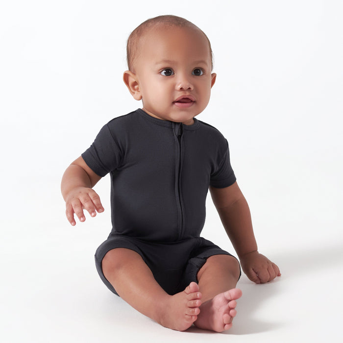 Baby Charcoal Buttery-Soft Viscose Made from Eucalyptus Snug Fit Romper