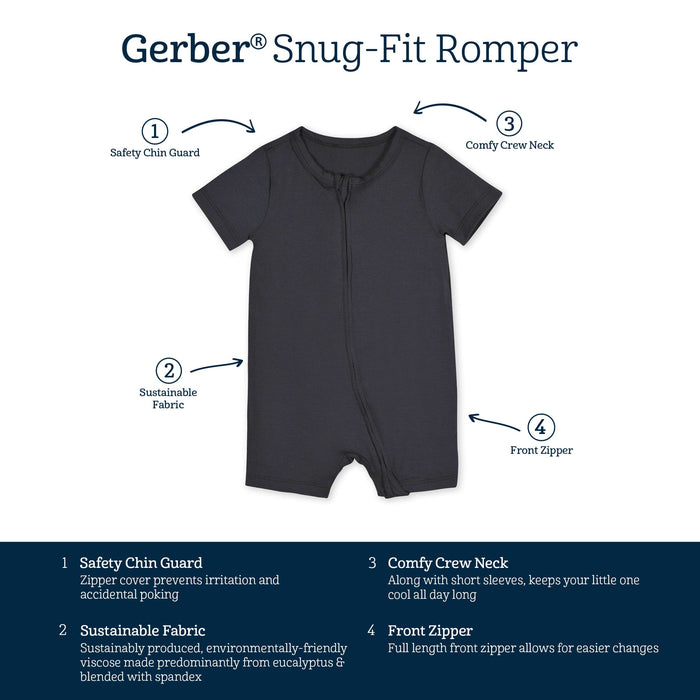 Baby Shadow Buttery-Soft Viscose Made from Eucalyptus Snug Fit Romper