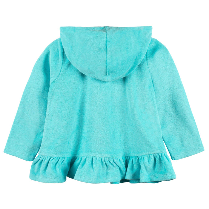 Baby & Toddler Girls Aqua Hooded Zip Front Terry Coverup