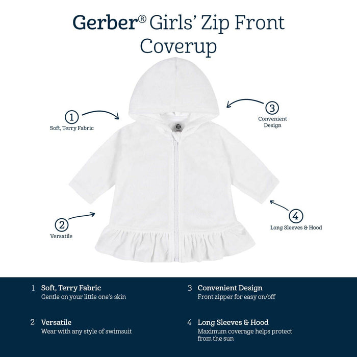 Baby & Toddler Girls Aqua Hooded Zip Front Terry Coverup