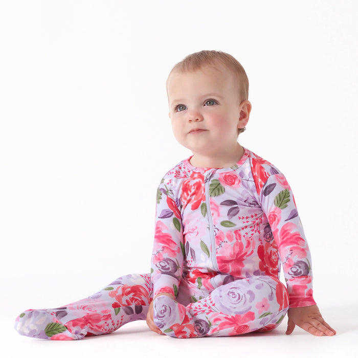 Baby & Toddler Girls Lilac Garden Buttery-Soft Viscose Made from Eucalyptus Snug Fit Footed Pajamas