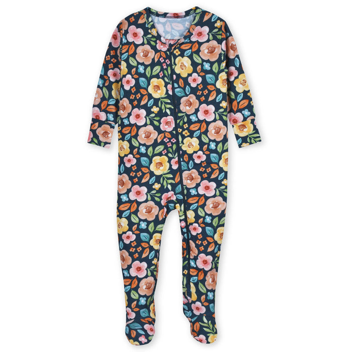 Baby & Toddler Girls Midnight Floral Buttery-Soft Viscose Made from Eucalyptus Snug Fit Footed Pajamas