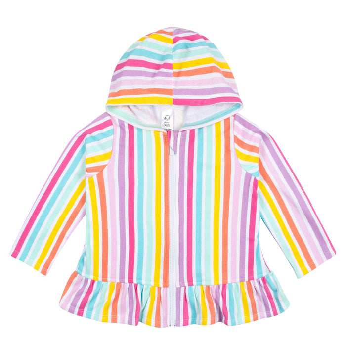 Baby & Toddler Girls Rainbow Hooded Zip Front Terry Coverup