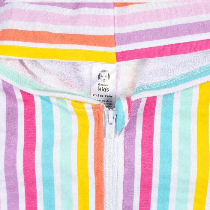 Baby & Toddler Girls Rainbow Hooded Zip Front Terry Coverup