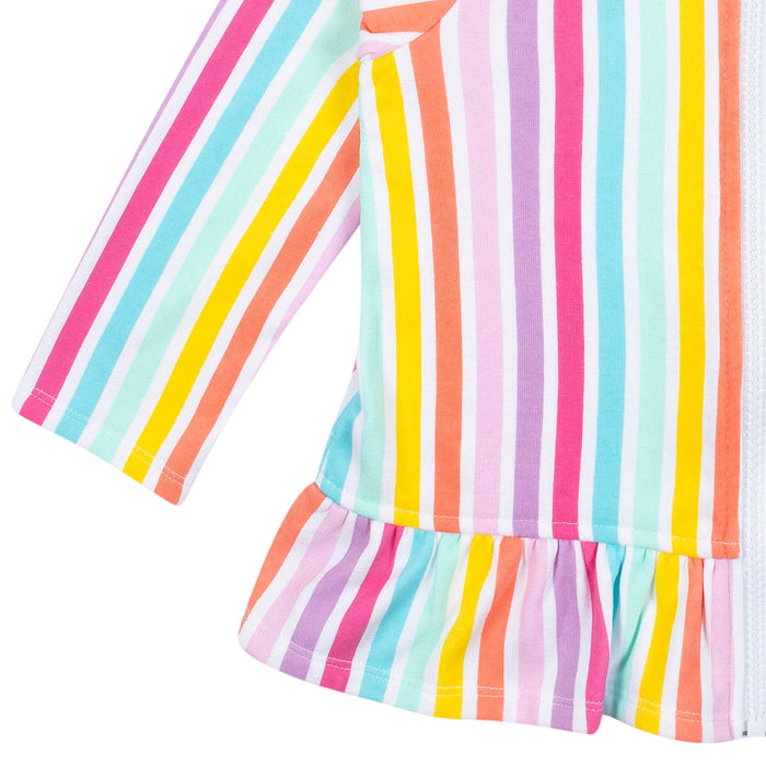 Baby & Toddler Girls Rainbow Hooded Zip Front Terry Coverup