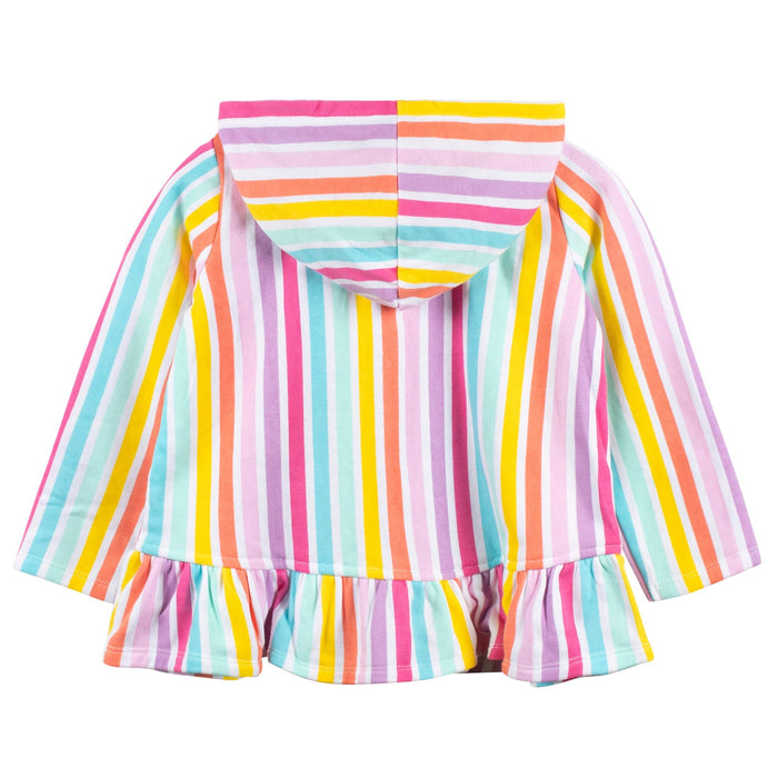 Baby & Toddler Girls Rainbow Hooded Zip Front Terry Coverup