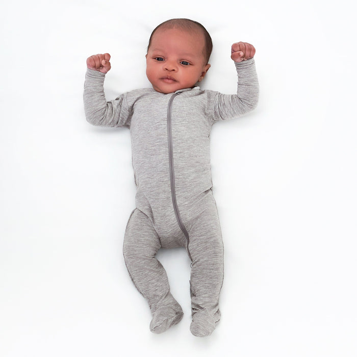 Baby & Toddler Glacier Gray Buttery Soft Viscose Made from Eucalyptus Snug Fit Footed Pajamas