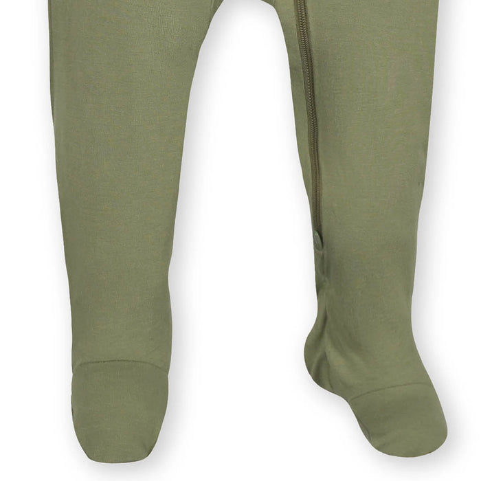 Baby & Toddler Olive Buttery-Soft Viscose Made from Eucalyptus Snug Fit Footed Pajamas