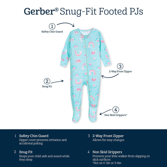 Baby & Toddler Rainbow Sky Buttery Soft Viscose Made from Eucalyptus Snug Fit Footed Pajamas