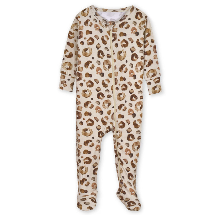 Baby & Toddler Girls Leopard Buttery-Soft Viscose Made from Eucalyptus Snug Fit Footed Pajamas