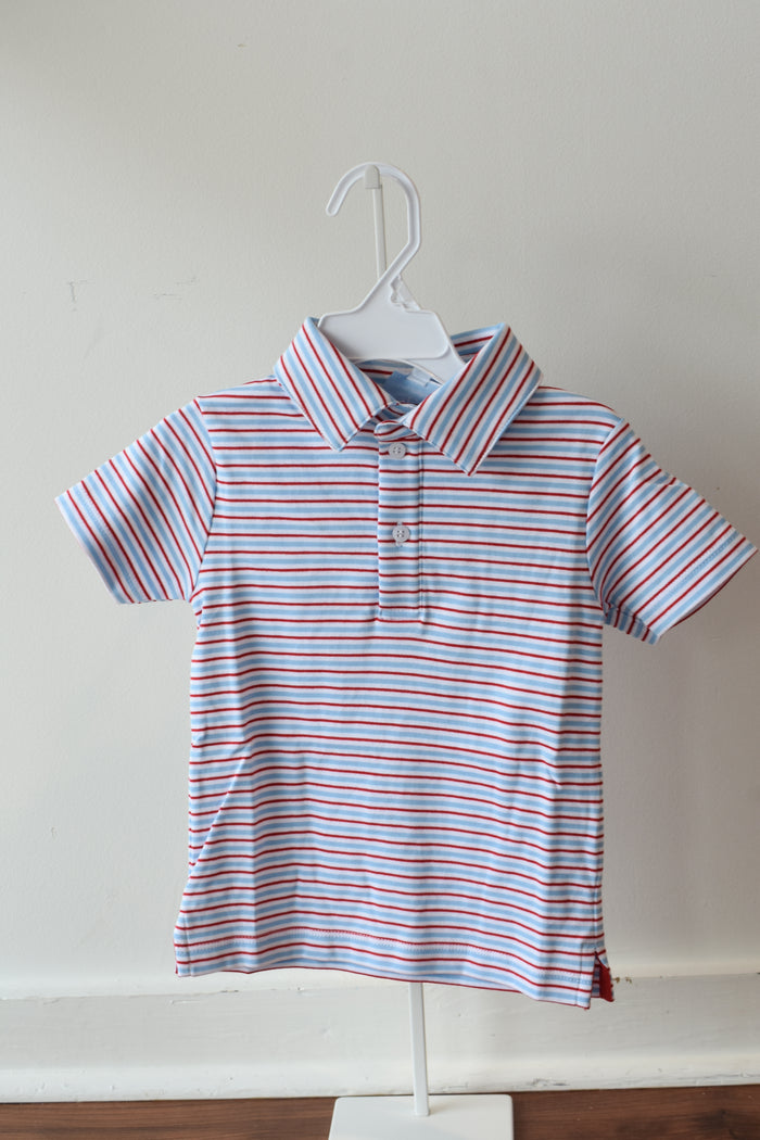 Basic Short Sleeve Polo-Primary Stripes
