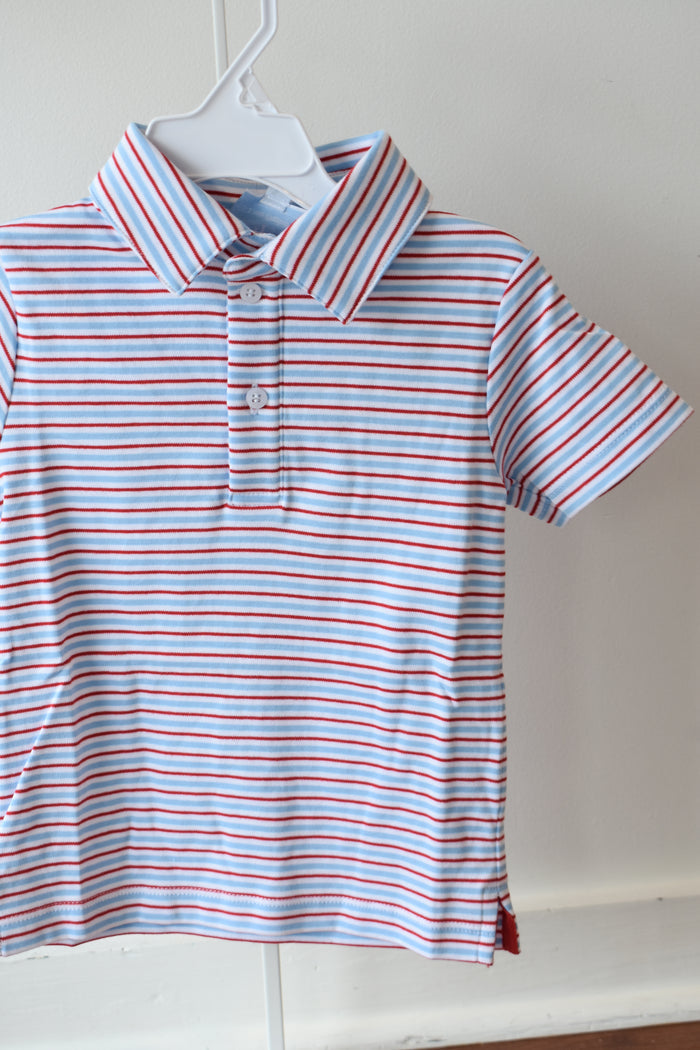 Basic Short Sleeve Polo-Primary Stripes