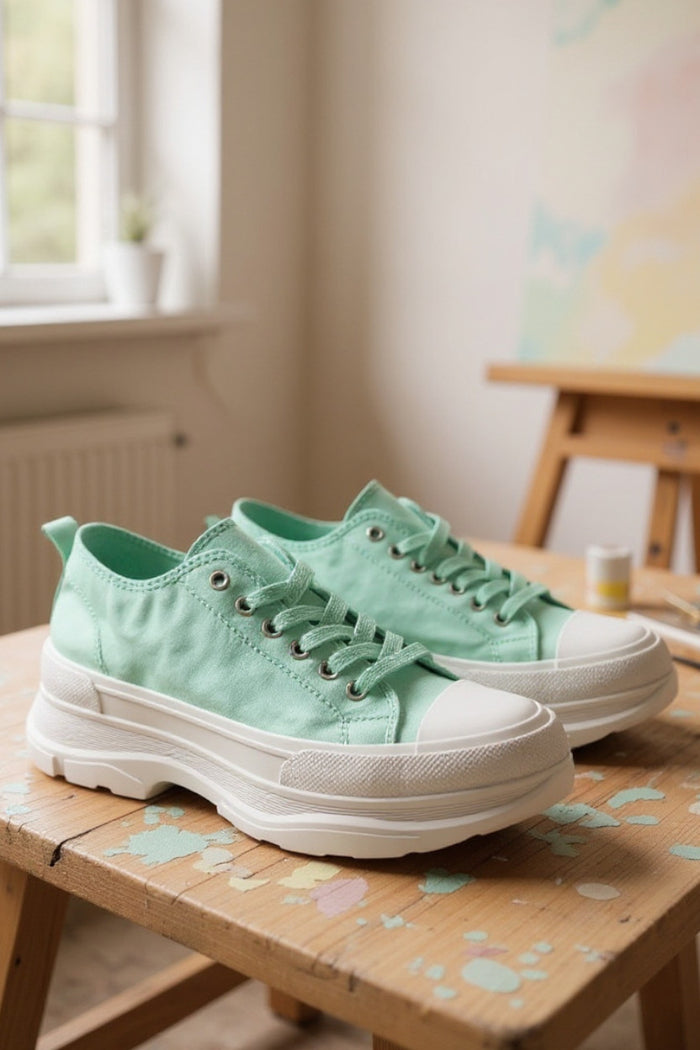 Baskets basses unisexes – Verte