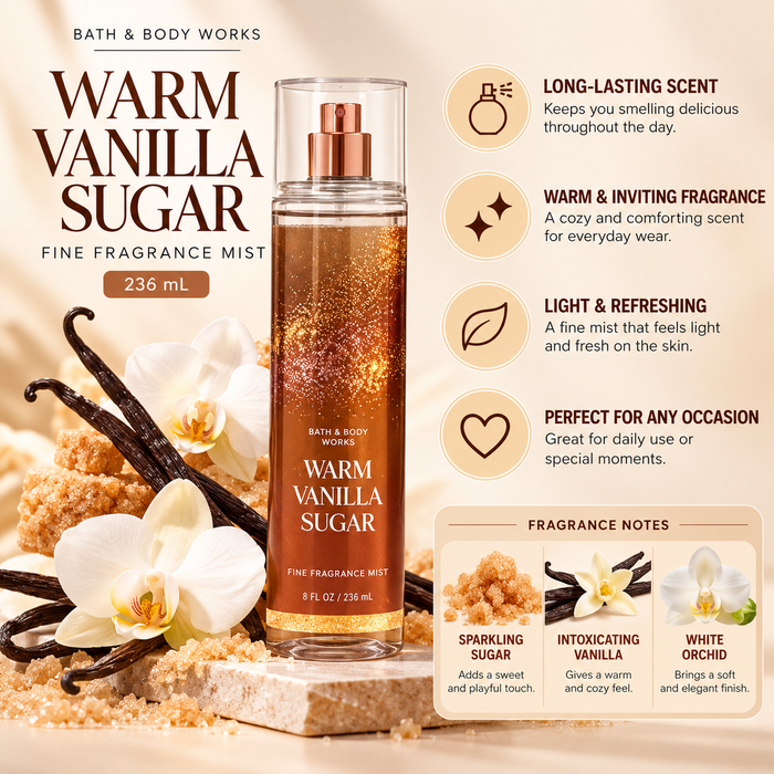 Bath & Body Works – Warm Vanilla Sugar Fine Fragrance Mist, 236 mL Bath & Body Works