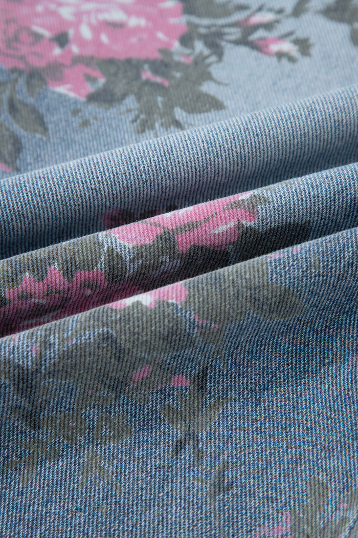 Beau Blue - Jean décontracté à taille élastique et imprimé floral
