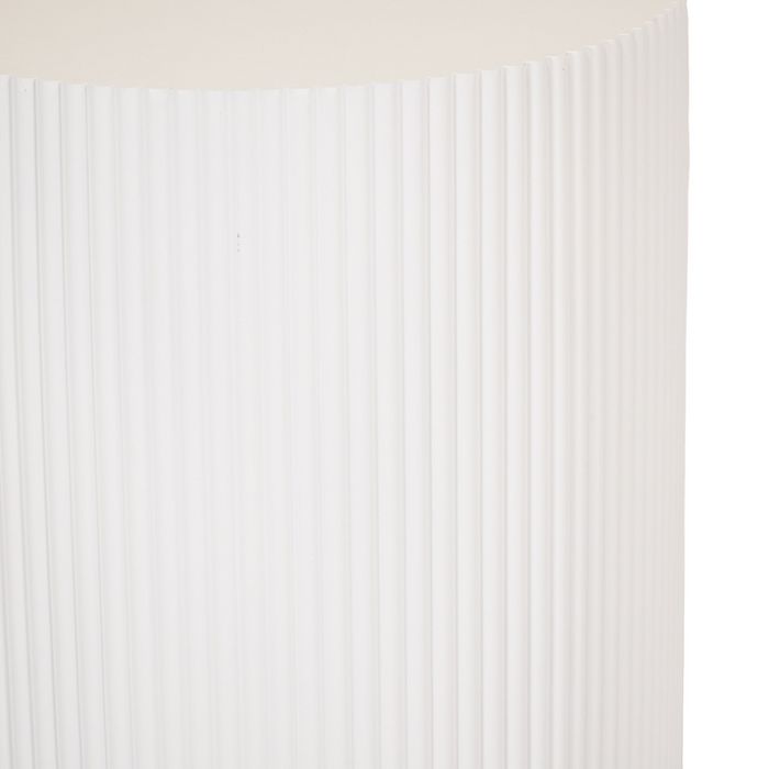 Bijzettafel Rond – Geribbelde Cilinder – MDF – Wit– 39x45cm