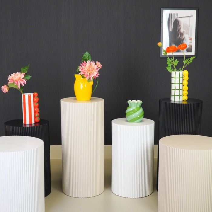 Bijzettafel Rond – Geribbelde Cilinder – MDF – Zand – 30x54cm