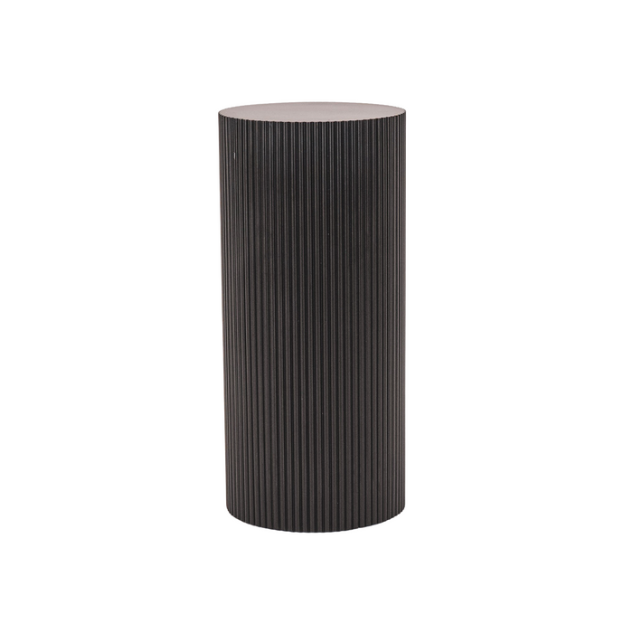 Bijzettafel Rond – Geribbelde Cilinder – MDF – Zwart – 30x65cm