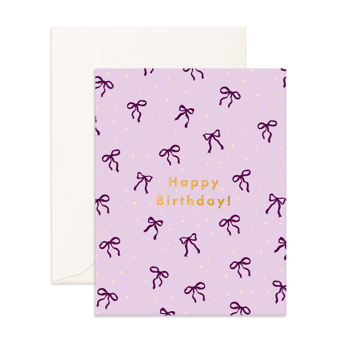 Birthday Violet Ribbons Greeting Card