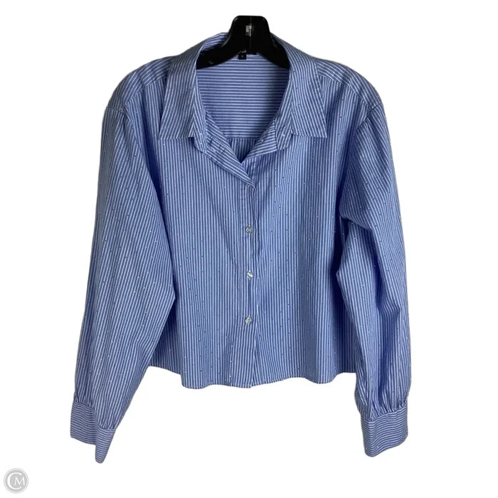 Blouse Long Sleeve By Velvet Heart In Striped Pattern, Size: L