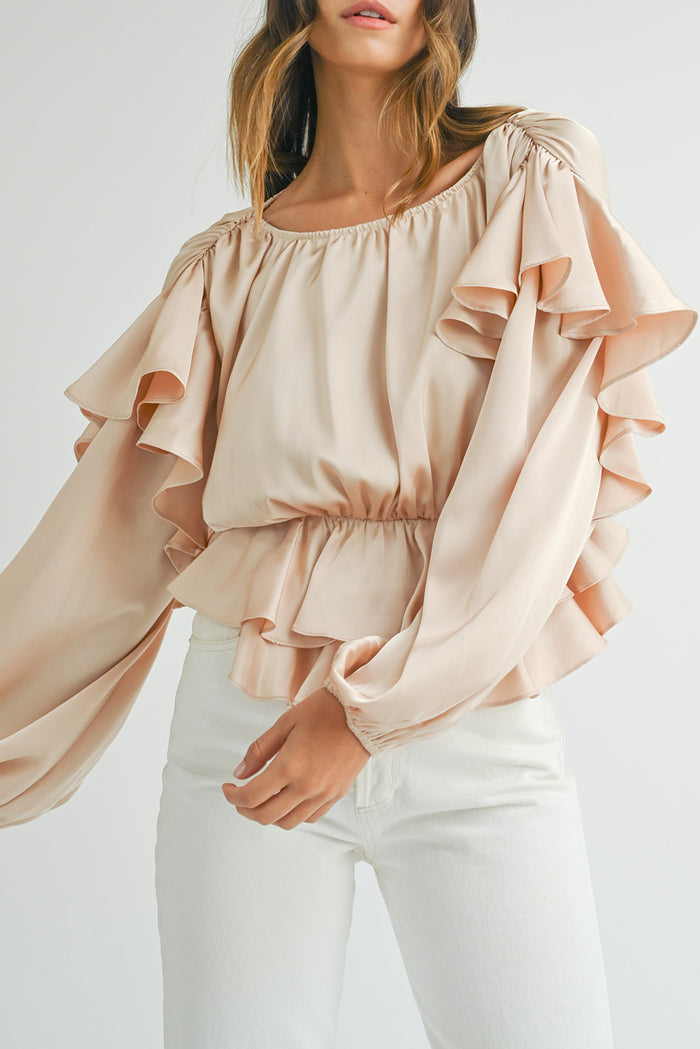 Blouse péplum à volants dans le dos *-A WOMAN WE LOVE