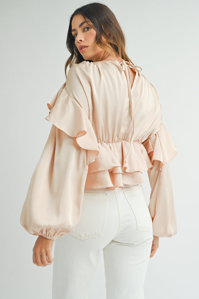Blouse péplum à volants dans le dos *-A WOMAN WE LOVE