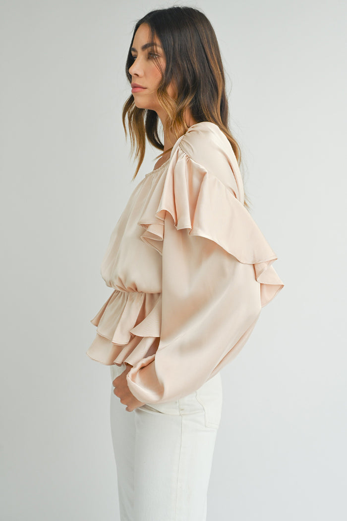 Blouse péplum à volants dans le dos *-A WOMAN WE LOVE
