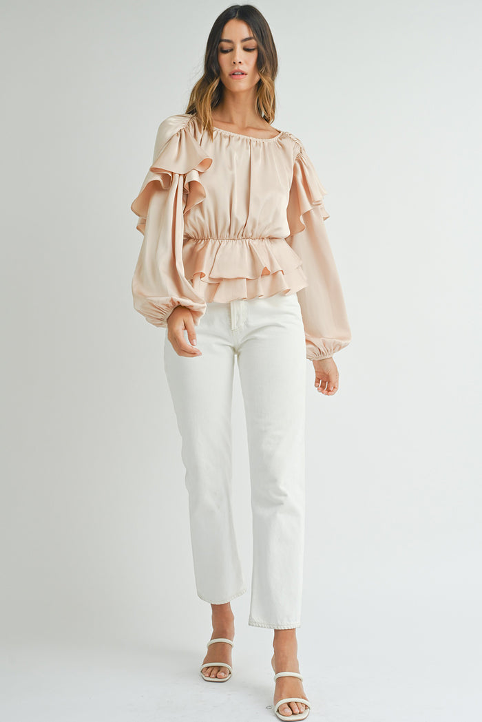 Blouse péplum à volants dans le dos *-A WOMAN WE LOVE