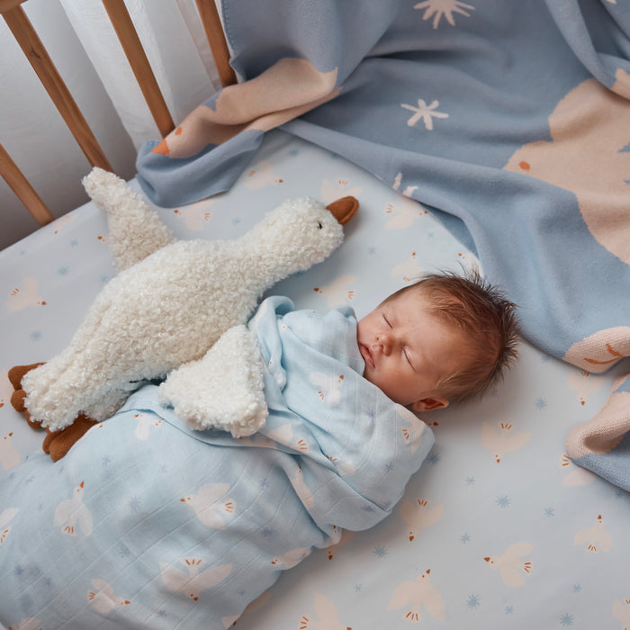 Blue Doves Muslin Wrap Swaddle