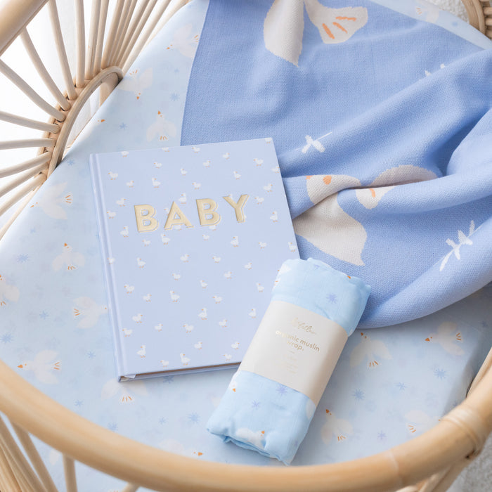Blue Doves Muslin Wrap Swaddle