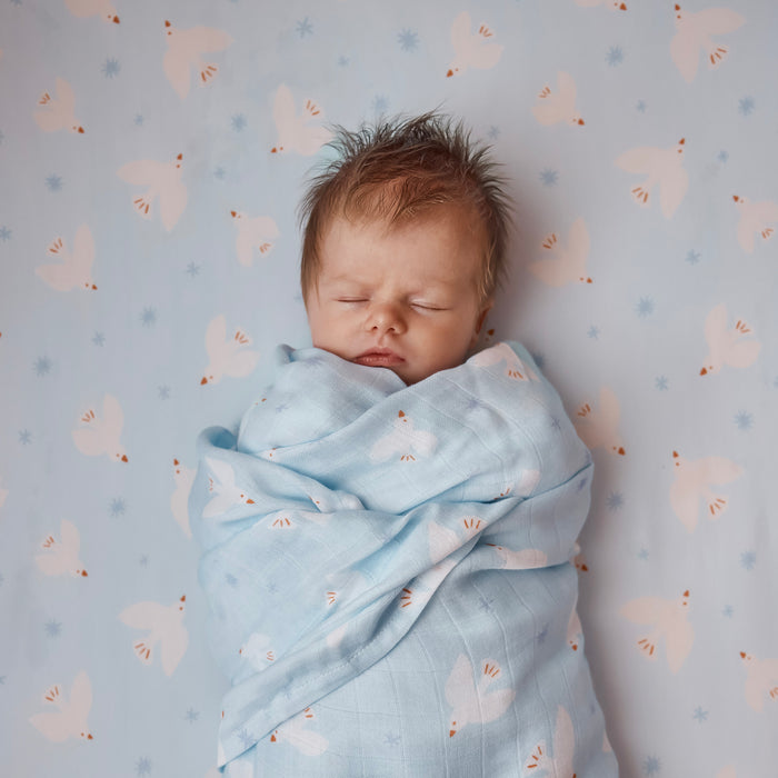 Blue Doves Organic Fitted Bassinet Sheet/Change Pad Cover
