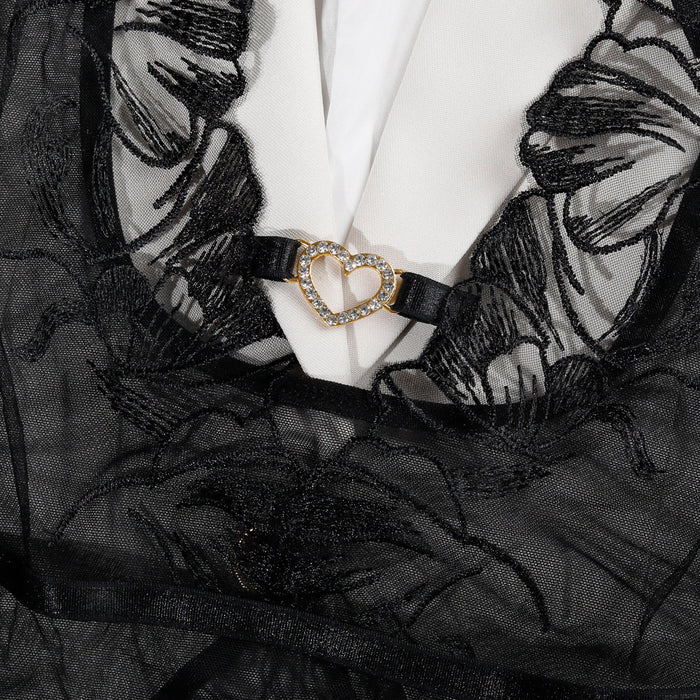 💎 Body « Black Dahlia » – Transparence sensuelle & broderie florale 🖤✨