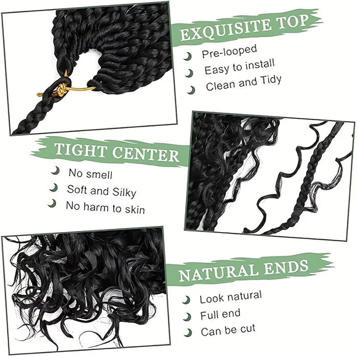 Boho Goddess Crochet Braids 12″ – Curly-End Protective Braiding Hair for Natural Hairstyles Clessenza Beauty Store
