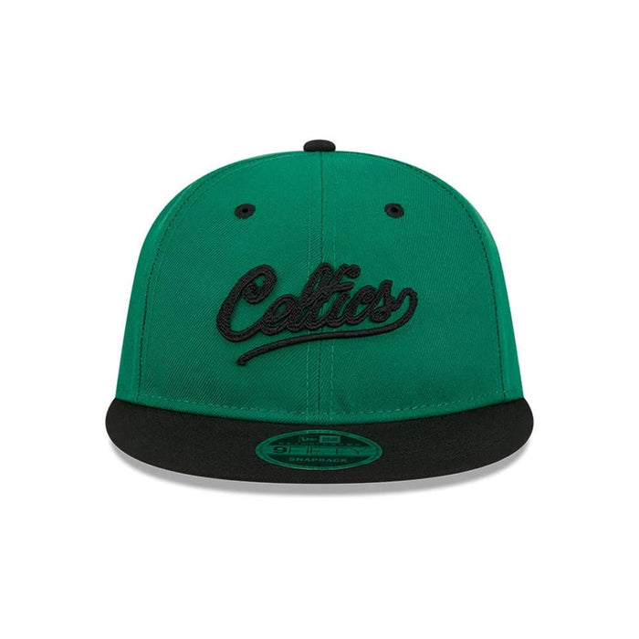 Pictured is this NBA Chainstitch Script Boston Celtics Retro Crown 9FIFTY cap in green. 3